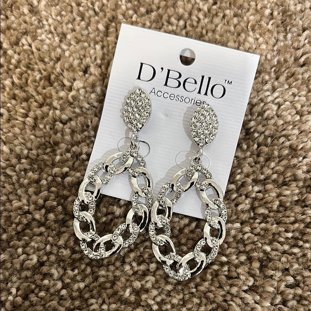 Dbello Silver Chain Drop Earrings Nwt 15$